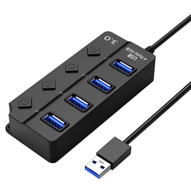 USB splitter USB 2.0 USB 3.0 hubb 5 Gbps 4-portars individuella LED på/av-brytare