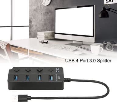 USB splitter USB 2.0 USB 3.0 hubb 5 Gbps 4-portars individuella LED på/av-brytare