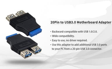 NÖRDIC USB 3.0 20 nastainen otsikko 2xUSB-A 3.0 sovittimeen