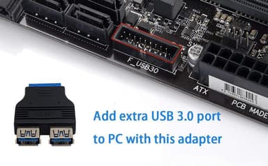 NÖRDIC USB 3.0 20 nastainen otsikko 2xUSB-A 3.0 sovittimeen