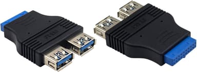 NÖRDIC USB 3.0 20 nastainen otsikko 2xUSB-A 3.0 sovittimeen