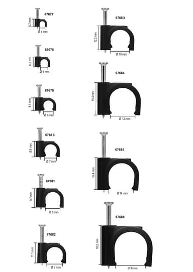 Goobay Kaapelikiinnike 12 mm, musta