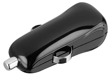 Goji 2.4A autolaturi USB A / USB C -kaapelilla (musta)