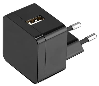 Goji 2.4A verkkovirtalaturi USB A / USB C kaapelilla (musta)