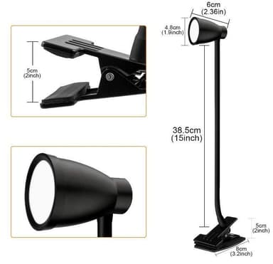 INF Himmennettävä LED-lukulamppu / puristinlamppu 3000-6500K