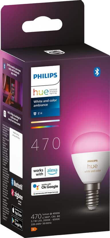 Philips Hue Luster LED lamppu WCA 5,1 W P45 E14