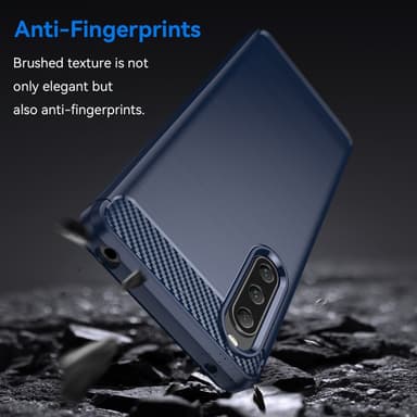 SKALO Sony Xperia 10 V Armor Carbon Iskunkestävä TPU suojakuori - Sininen