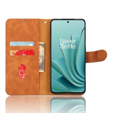 SKALO OnePlus Nord 3 5G / Ace 2V Matt PU Nahka lompakkokotelo - Ruskea