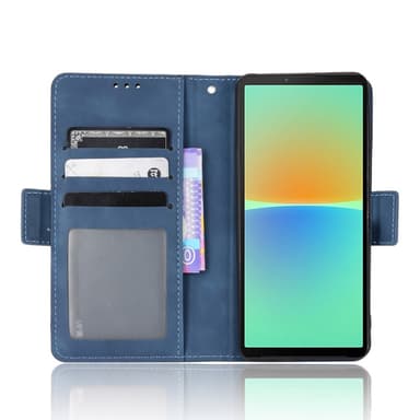 SKALO Sony Xperia 10 V 6-lokeroa Lompakkokotelo - Sininen