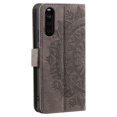 SKALO Sony Xperia 10 V Mandala lompakkokotelo - Harmaa