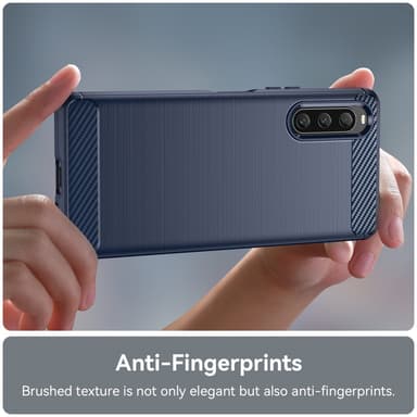 SKALO Sony Xperia 10 V Armor Carbon Iskunkestävä TPU suojakuori - Sininen