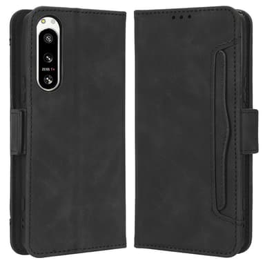 SKALO Sony Xperia 5 IV 5G 6-lokeroa Lompakkokotelo - Musta
