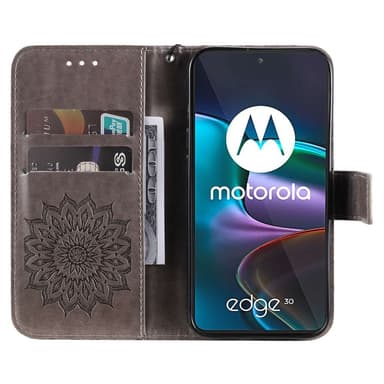 SKALO Motorola Edge 30 5G Mandala lompakkokotelo - Harmaa