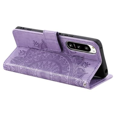 SKALO Sony Xperia 5 IV 5G Mandala lompakkokotelo - Violetti