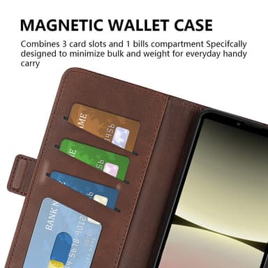 SKALO Sony Xperia 10 V Premium Wallet Lompakkokotelo - Ruskea