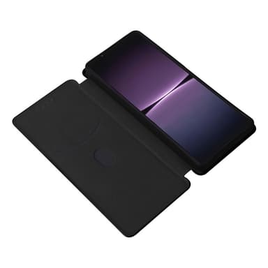 SKALO Sony Xperia 1 V Carbon Fiber Lompakkokotelo - Musta