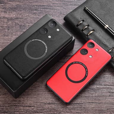 SKALO OnePlus Nord 3 5G / Ace 2V PU Nahka Hybrid Magnetic Ring Suojakuori - Musta