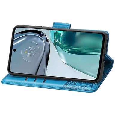 SKALO Motorola Moto G62 5G Mandala Butterfly lompakkokotelo - Sininen