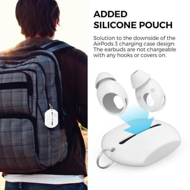 AHASTYLE AirPods 3 Silikoniset korvatyynyt S+M+L - Valkoinen