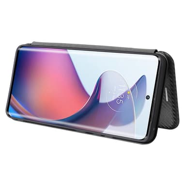 SKALO Motorola Edge 30 Fusion 5G Carbon Fiber Lompakkokotelo - Musta