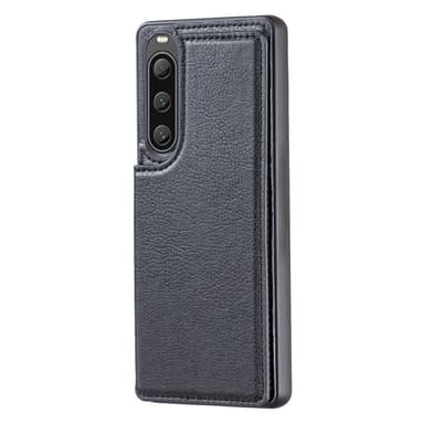 SKALO Sony Xperia 10 V PU-nahkainen Suojakuori Lompakolla - Musta