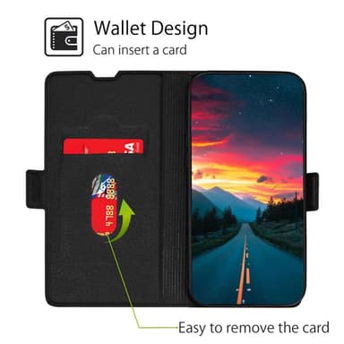 SKALO Asus Zenfone 9 5G Ultrathin Premium Wallet Case - Musta