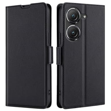 SKALO Asus Zenfone 9 5G Ultrathin Premium Wallet Case - Musta