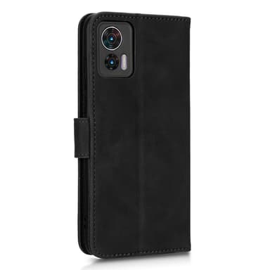 SKALO Motorola Edge 30 Neo 5G Matt PU Nahka lompakkokotelo - Musta