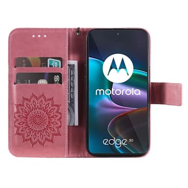 SKALO Motorola Edge 30 5G Mandala lompakkokotelo - Pinkki