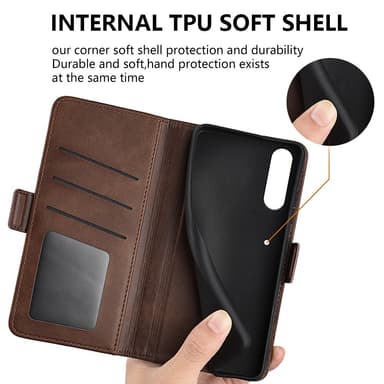 SKALO Sony Xperia 10 V Premium Wallet Lompakkokotelo - Ruskea