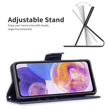 SKALO Samsung A23 5G Lompakkokotelo PU-nahkaa - Sininen