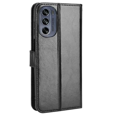 SKALO Motorola Moto G62 5G Crazy Horse lompakko PU nahka - Musta
