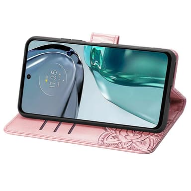SKALO Motorola Moto G62 5G Mandala Butterfly lompakkokotelo - Ruusukulta
