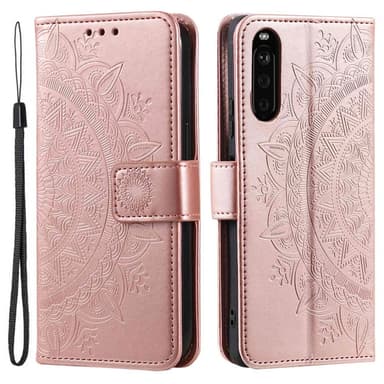 SKALO Sony Xperia 10 V Mandala lompakkokotelo - Ruusukulta