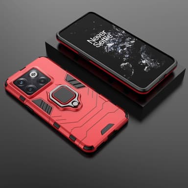 SKALO OnePlus 10T 5G Armor Hybridi metallirengas kuori - Punainen
