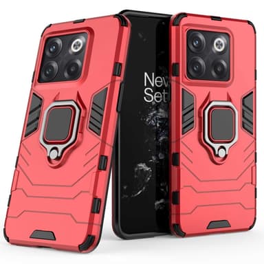SKALO OnePlus 10T 5G Armor Hybridi metallirengas kuori - Punainen