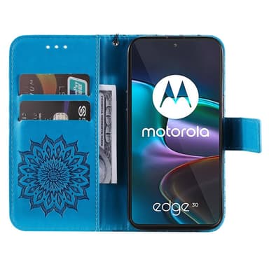 SKALO Motorola Edge 30 5G Mandala lompakkokotelo - Sininen