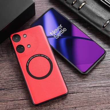 SKALO OnePlus Nord 3 5G / Ace 2V PU Nahka Hybrid Magnetic Ring Suojakuori - Musta