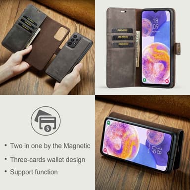 DG MING Samsung A23 5G 2-in-1 magneetti lompakkokotelo - Harmaa