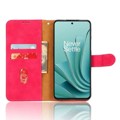 SKALO OnePlus Nord 3 5G / Ace 2V Matt PU Nahka lompakkokotelo - Cerise