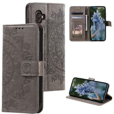 SKALO Samsung Xcover6 Pro 5G Mandala lompakkokotelo - Harmaa