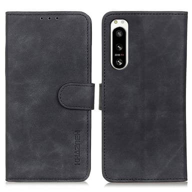 SKALO Sony Xperia 5 IV 5G KHAZNEH Lompakkokotelo PU-nahasta - Musta