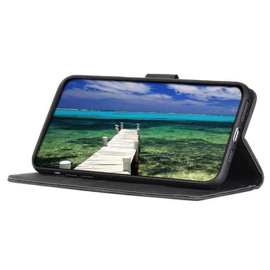 SKALO Motorola Edge 30 5G KHAZNEH Lompakkokotelo PU-nahasta - Musta