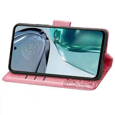 SKALO Motorola Moto G62 5G Mandala Butterfly lompakkokotelo - Pinkki
