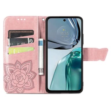 SKALO Motorola Moto G62 5G Mandala Butterfly lompakkokotelo - Ruusukulta