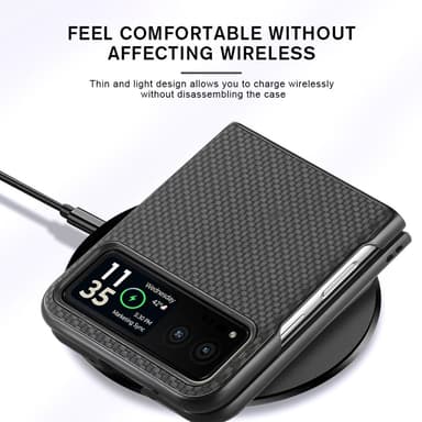 SKALO Motorola Razr 40 5G Carbon Fiber Fold Suojakuori - Musta