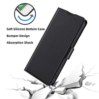 SKALO Asus Zenfone 9 5G Ultrathin Premium Wallet Case - Musta