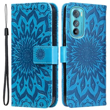 SKALO Motorola Edge 30 5G Mandala lompakkokotelo - Sininen