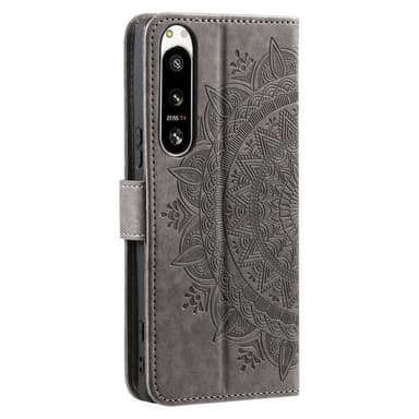 SKALO Sony Xperia 5 IV 5G Mandala lompakkokotelo - Harmaa