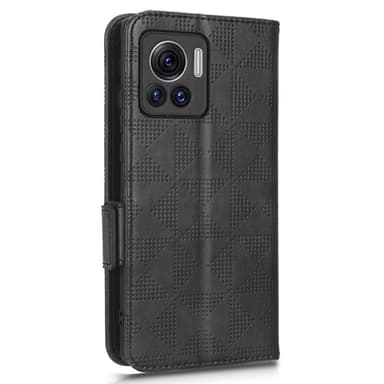 SKALO Motorola Edge 30 Ultra 5G Embossed Triangle Lompakkokotelo - Musta